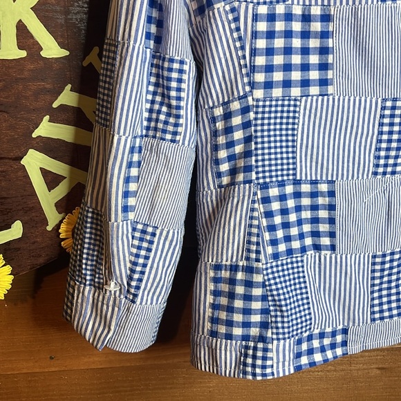 Brooks Brothers Patchwork Buffalo Plaid Blue Quilted Blazer Jacket Preppy Cotton - Picture 9 of 14